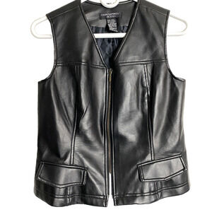 Counterparts Vest Womens Size 6 Petites Black Polyvinyl Pleather Biker Wear